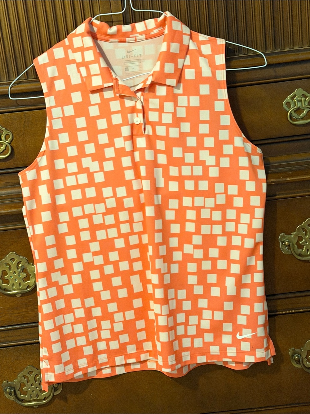 Nike Coral and White Sleeveless Polo Tank Top